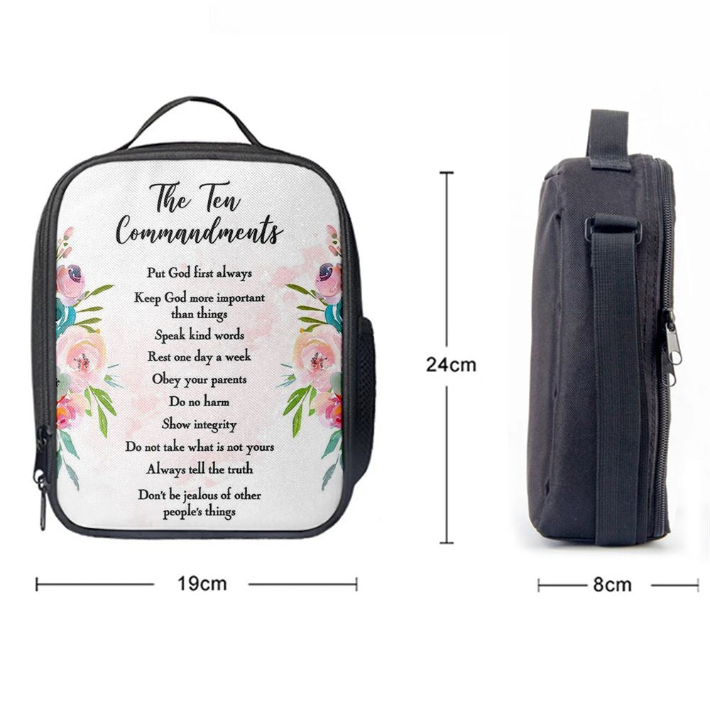 The Ten Commandments Lunch Bag For Men And Women For Classroom Church Sunday School Or Homeschool, Spiritual Christian Lunch Box For School, Work