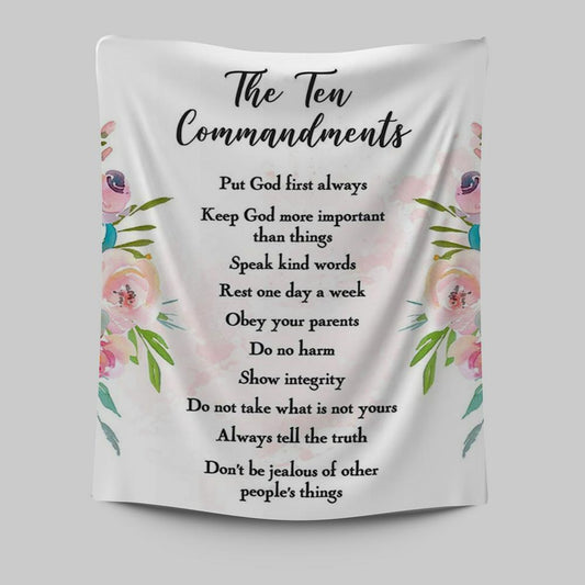 The Ten Commandments Tapestry Wall Art - Girls Wall Decor, Kids Bedroom Decor, Kids Wall Art - Gift For Girls Room, Nursery