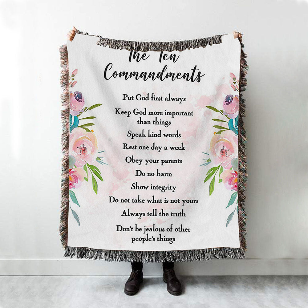 The Ten Commandments Woven Blanket Prints For Classroom Church Sunday School Or Homeschool