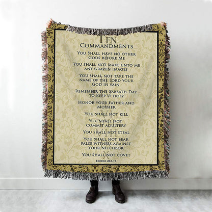 The Ten Commandments Woven Throw Blanket - Girls Boho Blanket Kids Bedroom Decor Kids Throw Blanket