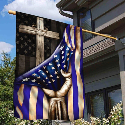 The Thin Blue Line Christian Cross American U S House Flags, Christian Flag, Scripture Flag, Garden Banner