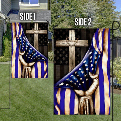 The Thin Blue Line Christian Cross American U S House Flags, Christian Flag, Scripture Flag, Garden Banner