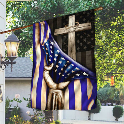 The Thin Blue Line Christian Cross American U S House Flags, Christian Flag, Scripture Flag, Garden Banner