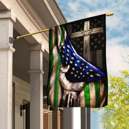 The Thin Green Line Christian Cross America U S House Flag, Outdoor Religious Flags, Christian Flag, Scripture Flag, Garden Banner