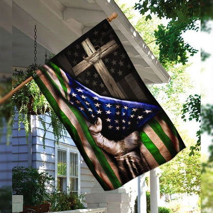 The Thin Green Line Christian Cross America U S House Flag, Outdoor Religious Flags, Christian Flag, Scripture Flag, Garden Banner