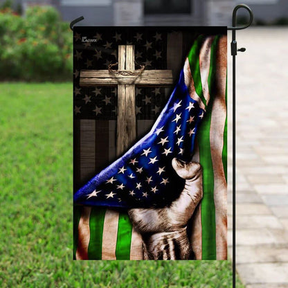 The Thin Green Line Christian Cross America U S House Flag, Outdoor Religious Flags, Christian Flag, Scripture Flag, Garden Banner