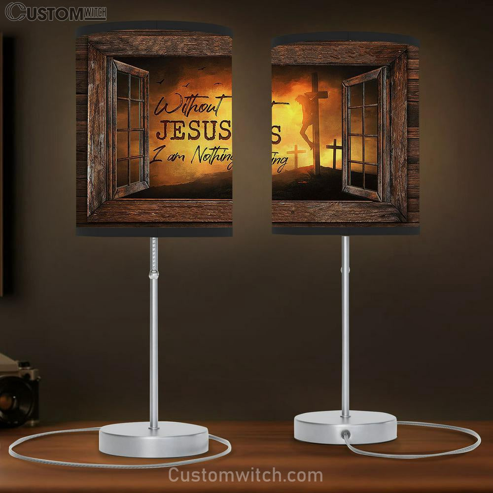 The Three Cross Without Jesus I Am Nothing Table Lamb Art - Bible Verse Lamb Gift - Christian Bedroom Decor