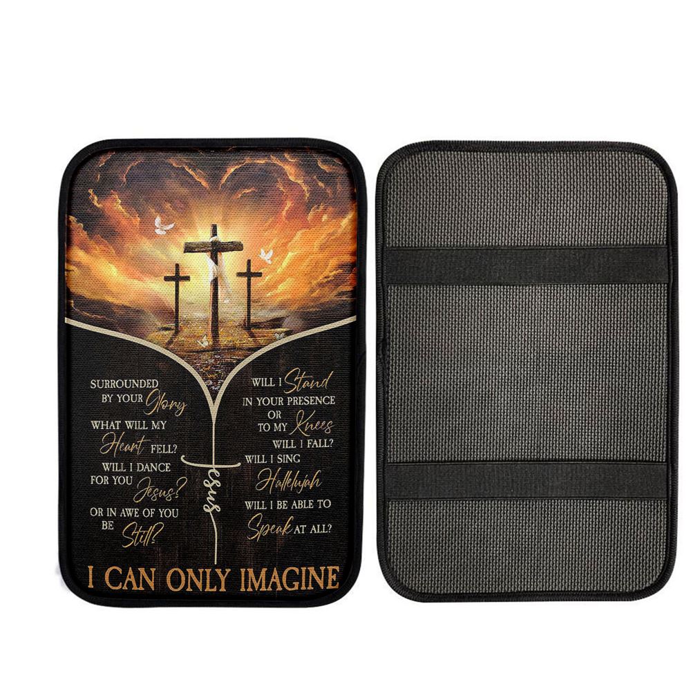 The Three Crosses I Can Only Imagine Car Center Console Cover, Bible Verse Car Interior Accessories