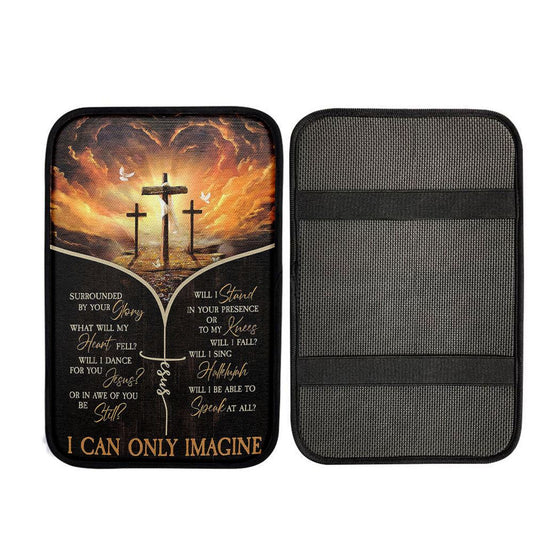 The Three Crosses I Can Only Imagine Car Center Console Cover, Bible Verse Car Interior Accessories