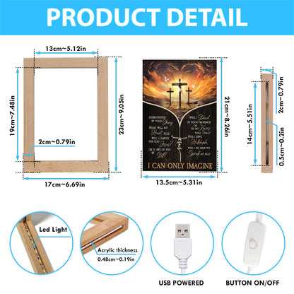 The Three Crosses I Can Only Imagine Frame Lamp Art - Christian Art - Bible Verse Art - Religious Home Decor