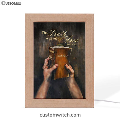 The Truth Will Set You Free Frame Lamp Art - Christian Night Light - Bible Verse Wooden Lamp