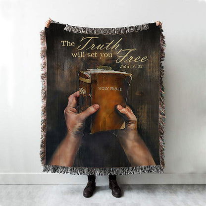The Truth Will Set You Free Woven Throw Blanket - Christian Woven Blanket Prints - Bible Verse Woven Blanket Art