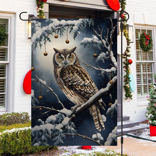 The Winter Owl's Gaze Flag, Christmas Garden Flag, Home Decor Accessories, Christmas Outdoor Decor Ideas
