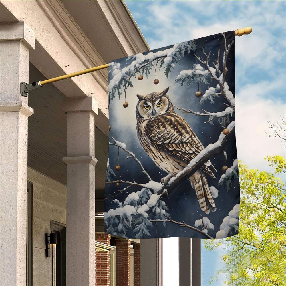 The Winter Owl's Gaze Flag, Christmas Garden Flag, Home Decor Accessories, Christmas Outdoor Decor Ideas