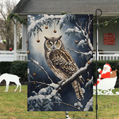 The Winter Owl's Gaze Flag, Christmas Garden Flag, Home Decor Accessories, Christmas Outdoor Decor Ideas
