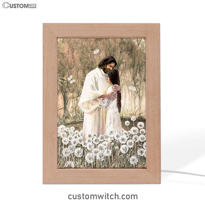 The World In His Arm Dandelion Field Frame Lamp Art - Christian Art - Bible Verse Art - Religious Home Decor