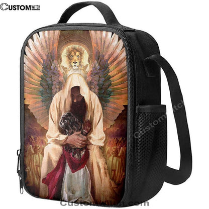 The World In His Arm Pray For Healing Angel Wings Lunch Bag For Men And Women, Spiritual Christian Lunch Box For School, Work