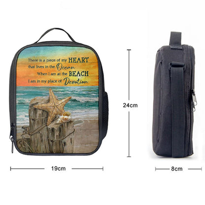 There Is A Piece Of My Heart Starfish Blue Ocean Sunset Lunch Bag For Men And Women, Spiritual Christian Lunch Box For School, Work