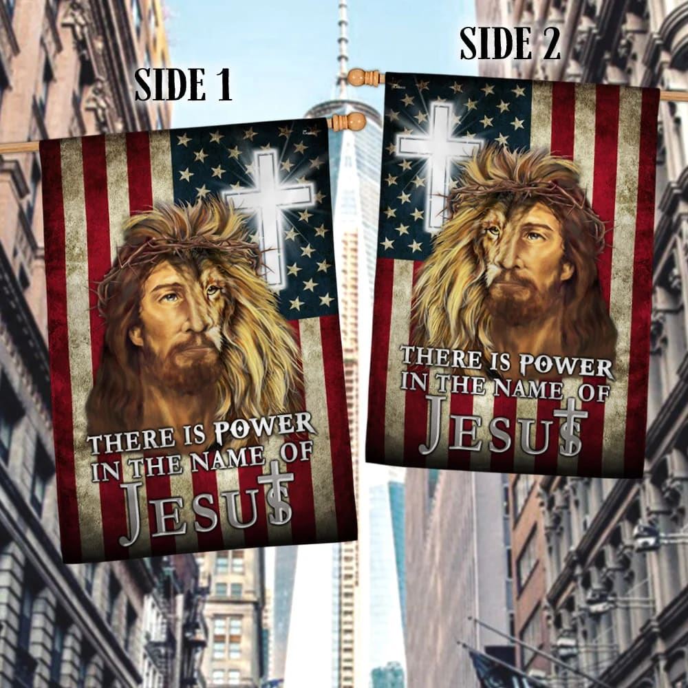 There Is Power In The Name Of Jesus American House Flag, Outdoor Religious Flags, Christian Flag, Scripture Flag, Garden Banner