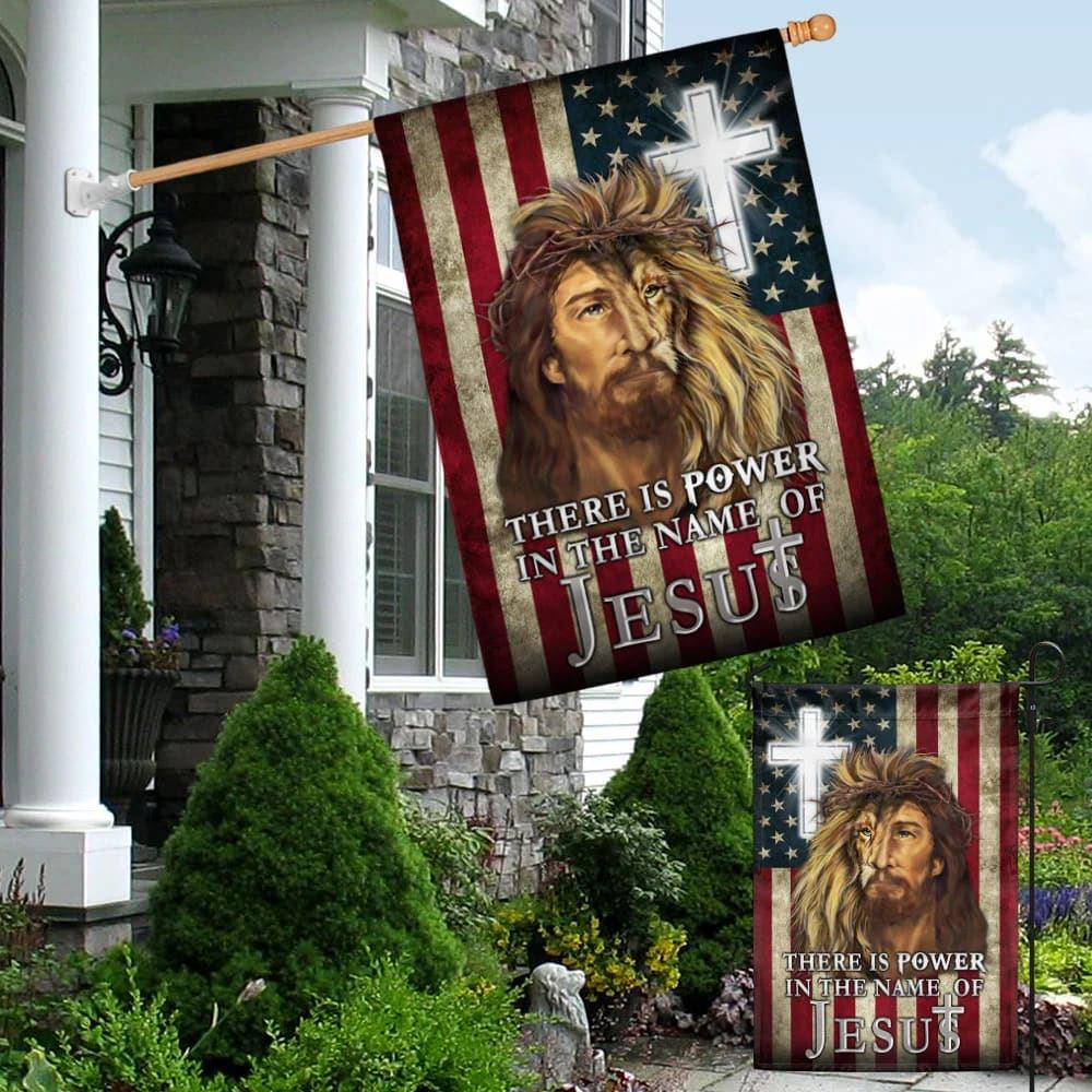There Is Power In The Name Of Jesus American House Flag, Outdoor Religious Flags, Christian Flag, Scripture Flag, Garden Banner