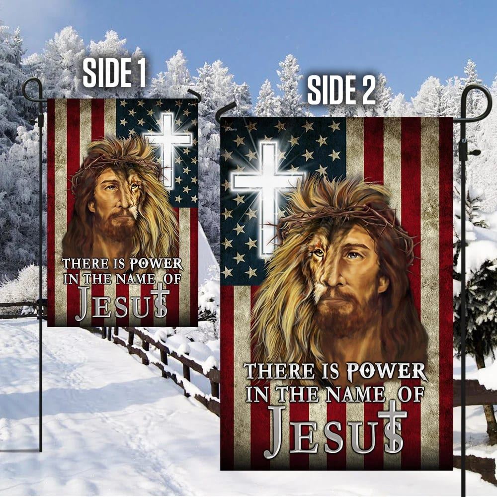 There Is Power In The Name Of Jesus American House Flag, Outdoor Religious Flags, Christian Flag, Scripture Flag, Garden Banner