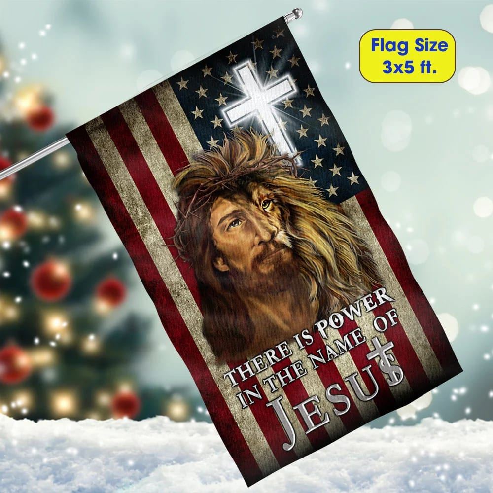 There Is Power In The Name Of Jesus American House Flag, Outdoor Religious Flags, Christian Flag, Scripture Flag, Garden Banner