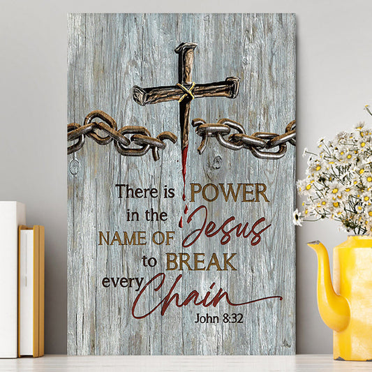 There Is Power In The Name Of Jesus Broken Chain Cross Canvas Wall Art - Bible Verse Canvas Art - Inspirational Art - Christian Home Decor
