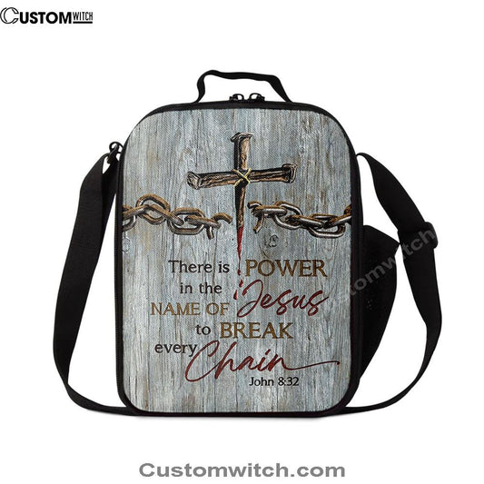 There Is Power In The Name Of Jesus Broken Chain Cross Lunch Bag For Men And Women, Spiritual Christian Lunch Box For School, Work