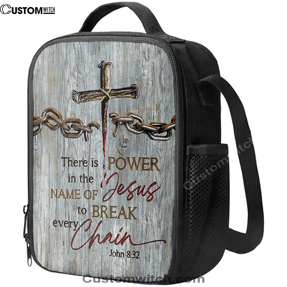 There Is Power In The Name Of Jesus Broken Chain Cross Lunch Bag For Men And Women, Spiritual Christian Lunch Box For School, Work