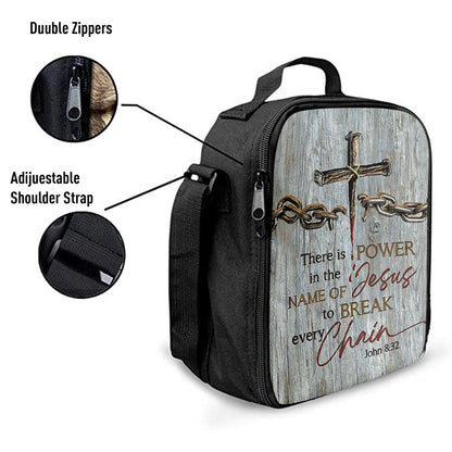 There Is Power In The Name Of Jesus Broken Chain Cross Lunch Bag For Men And Women, Spiritual Christian Lunch Box For School, Work