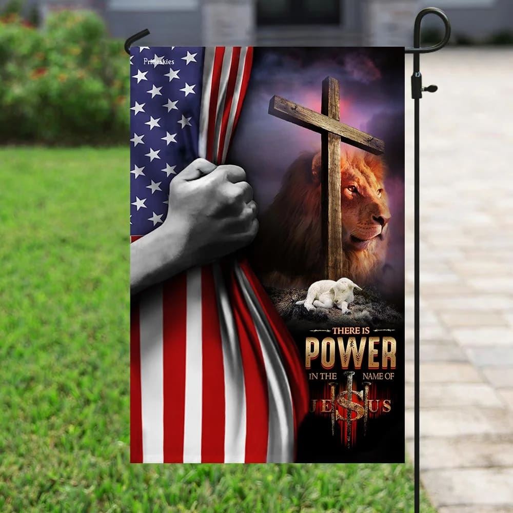 There Is Power In The Name Of Jesus House Flags, Christian Flag, Scripture Flag, Garden Banner