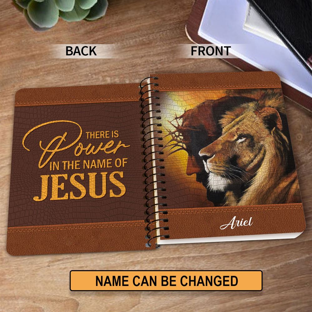 There Is Power In The Name Of Jesus Personalized Spiral Journal, Christian Art Gifts Journal