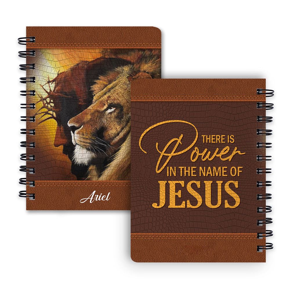 There Is Power In The Name Of Jesus Personalized Spiral Journal, Christian Art Gifts Journal