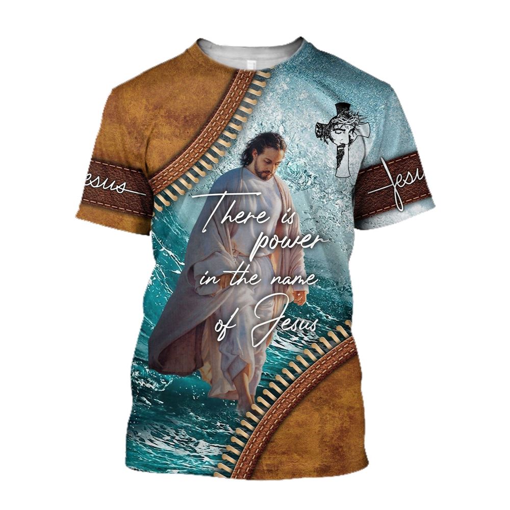 There Is Power In The Name Of Jesus Unisex All Over Print 3D T Shirt For Men And Women, Christian T-Shirt, Faith Shirt