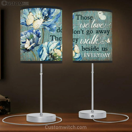 They Walk Beside Us Everyday Butterfly Blue Flower Large Table Lamb - Christian Table Lamb Prints - Religious Table Lamb Art