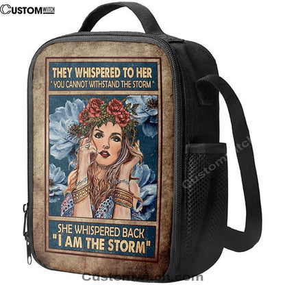 They Whispered To Her Hippie Girl Flower Wreath Lunch Bag For Men And Women, Spiritual Christian Lunch Box For School, Work