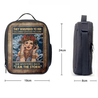 They Whispered To Her Hippie Girl Flower Wreath Lunch Bag For Men And Women, Spiritual Christian Lunch Box For School, Work