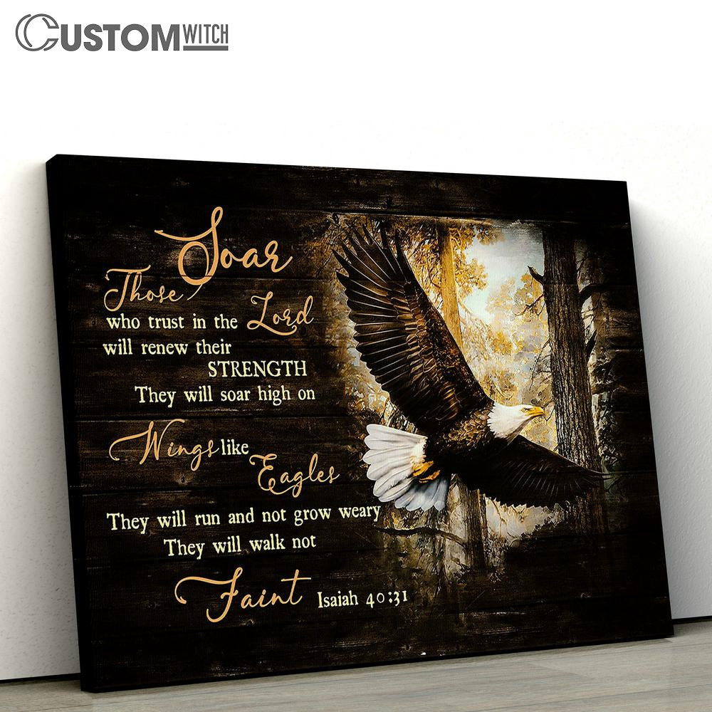 They Will Soar High On Wings Eagle Forest Canvas Wall Art - Bible Verse Canvas - Religious Prints