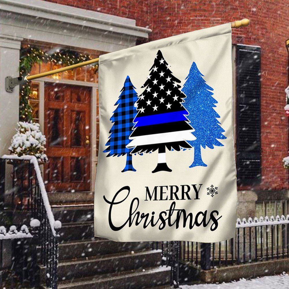 Thin Blue Line Merry Christmas Flag Police Law Enforcement Flag, Christmas Garden Flag, Home Decor Accessories, Christmas Outdoor Decor Ideas