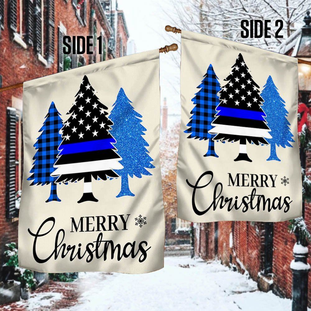 Thin Blue Line Merry Christmas Flag Police Law Enforcement Flag, Christmas Garden Flag, Home Decor Accessories, Christmas Outdoor Decor Ideas
