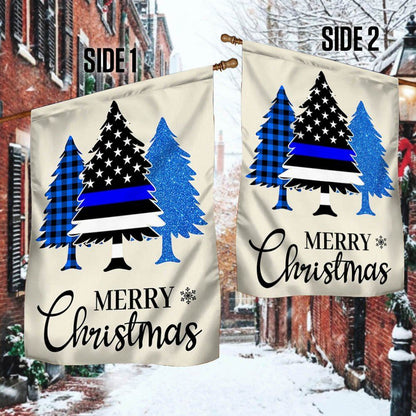 Thin Blue Line Merry Christmas Flag Police Law Enforcement Flag, Christmas Garden Flag, Home Decor Accessories, Christmas Outdoor Decor Ideas
