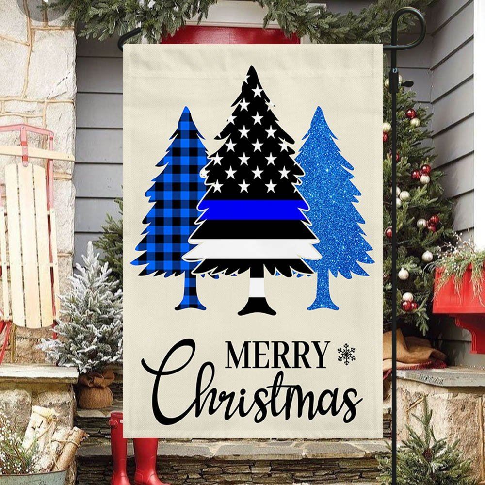 Thin Blue Line Merry Christmas Flag Police Law Enforcement Flag, Christmas Garden Flag, Home Decor Accessories, Christmas Outdoor Decor Ideas