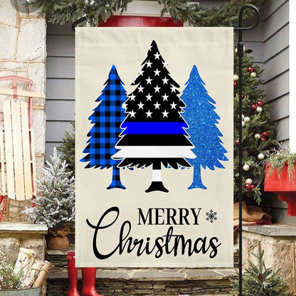 Thin Blue Line Merry Christmas Flag Police Law Enforcement Flag, Christmas Garden Flag, Home Decor Accessories, Christmas Outdoor Decor Ideas
