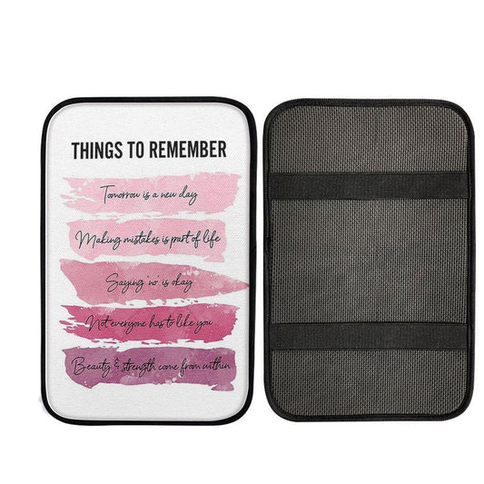 Things To Rememver Car Center Console Cover - Encouragement Gifts For Women Girls Teens Daughter, Christian Car Accessories