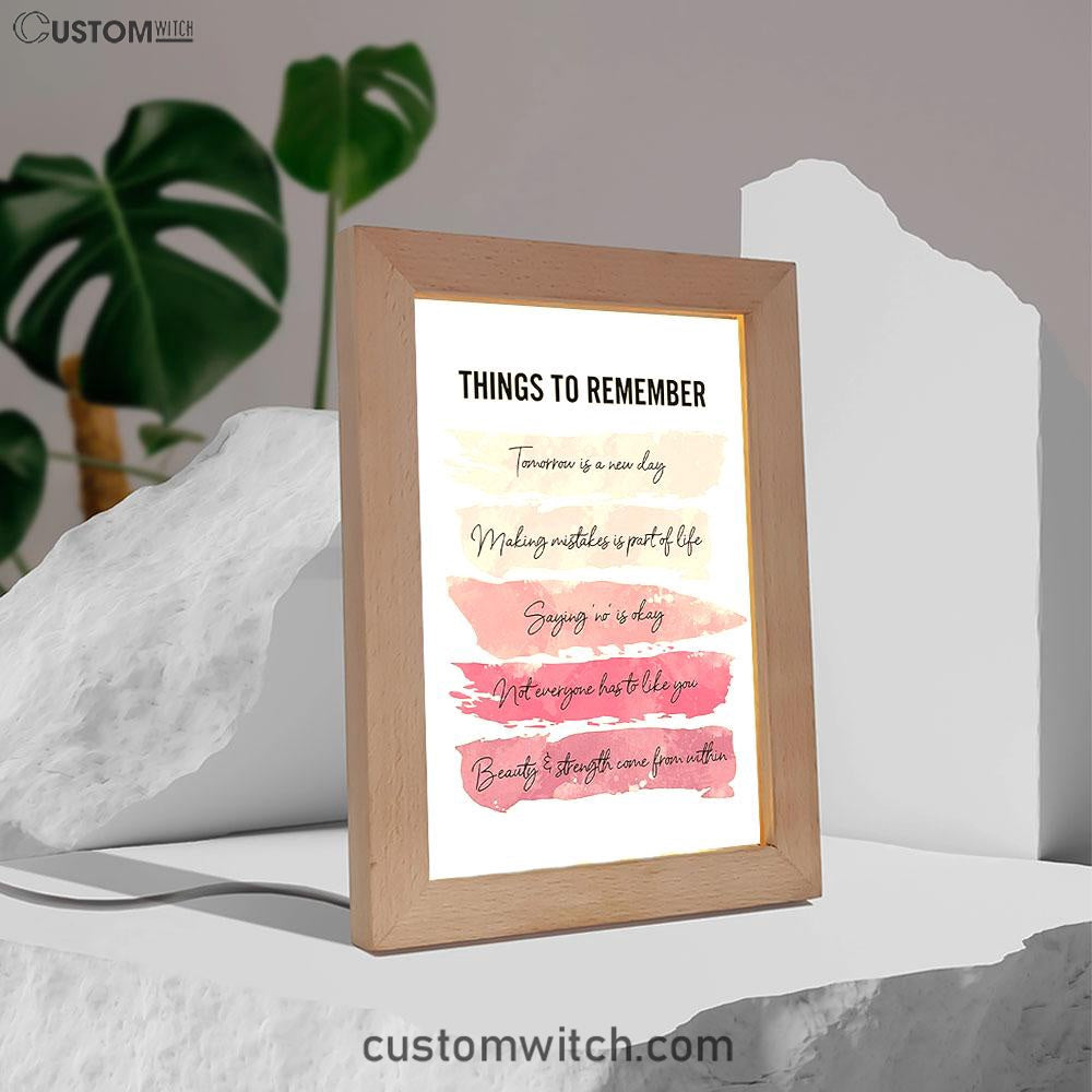 Things To Rememver Frame Lamp Art -Encouragement Gifts For Women, Girls, Teens, Daughter, Bff