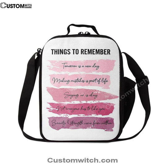Things To Rememver Lunch Bag -Encouragement Gifts For Women, Girls, Teens, Daughter, Bff, Spiritual Christian Lunch Box For School, Work