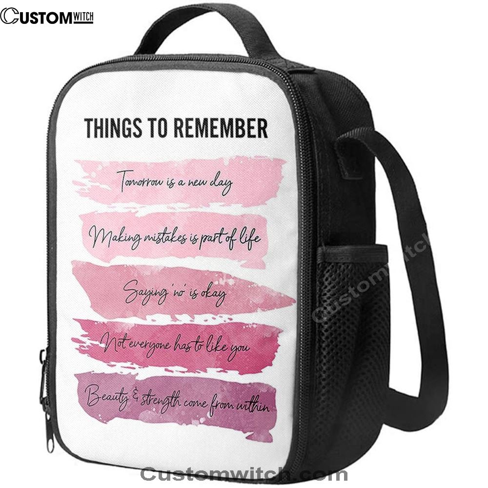 Things To Rememver Lunch Bag -Encouragement Gifts For Women, Girls, Teens, Daughter, Bff, Spiritual Christian Lunch Box For School, Work