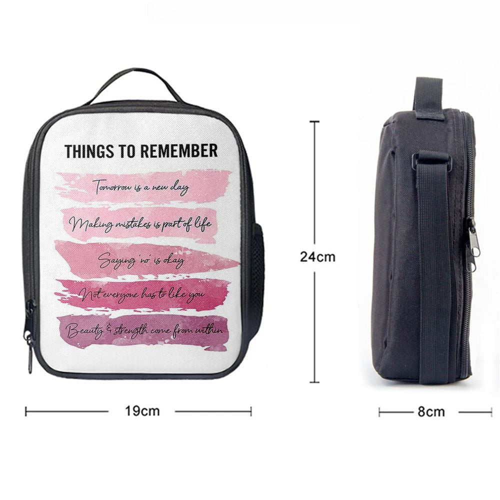 Things To Rememver Lunch Bag -Encouragement Gifts For Women, Girls, Teens, Daughter, Bff, Spiritual Christian Lunch Box For School, Work