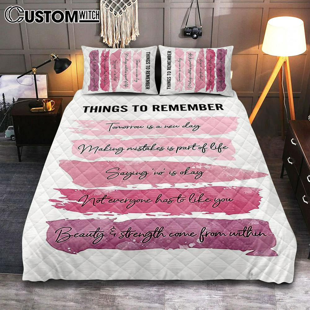 Things To Rememver Quilt Bedding Set Bedroom - Gifts For Women, Girls, Teens, Daughter, Bff