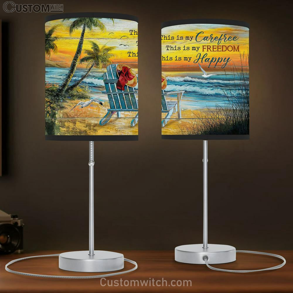 This Is My Carefree Floppy Hat Sunset Beach Seagull Table Lamb Gift - Bible Verse Table Lamb - Religious Bedroom Decor